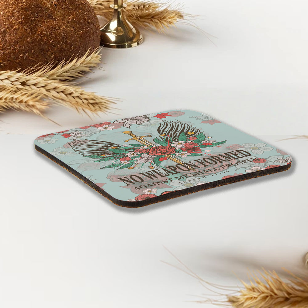 No Weapon Christian Wooden Printed Coasters