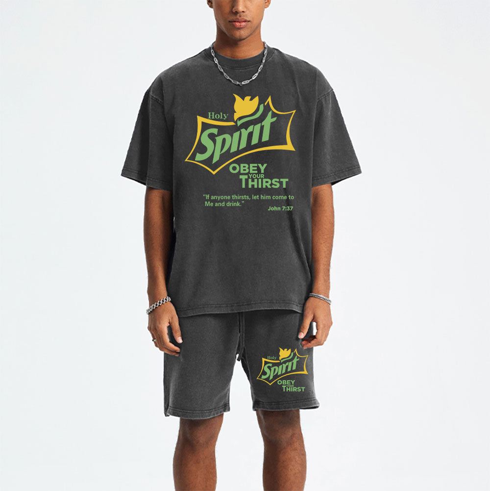 Holy Spirit Christian Washed T-Shirt & Shorts