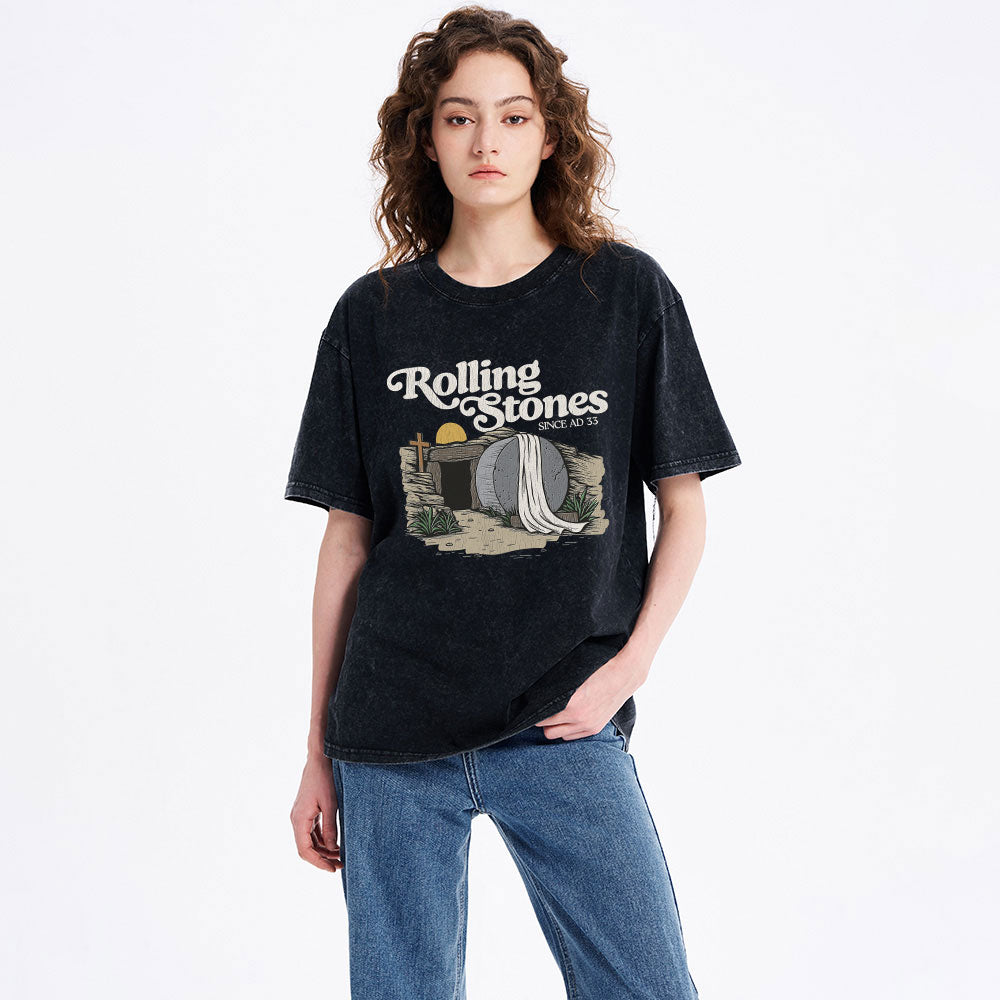 The Stone Was Rolled Away Christian Washed T-Shirt