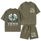 YHWH Nature Lung Christian Washed T-Shirt & Shorts