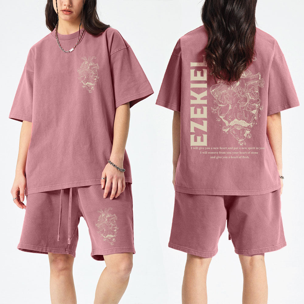 I Will Give You A New Heart And Put A New Christian Washed T-Shirt & Shorts