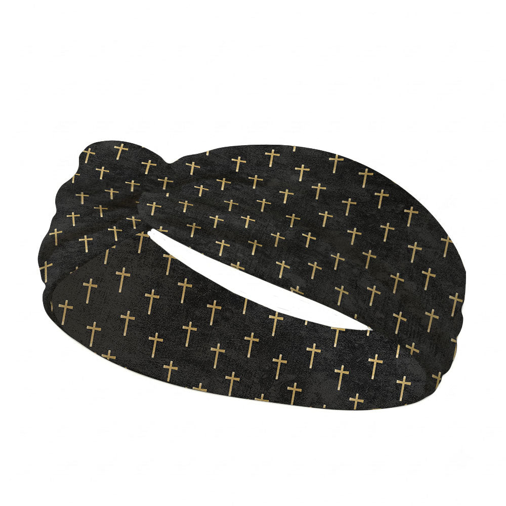 Simple Cross Christian Seamless Wide Headband