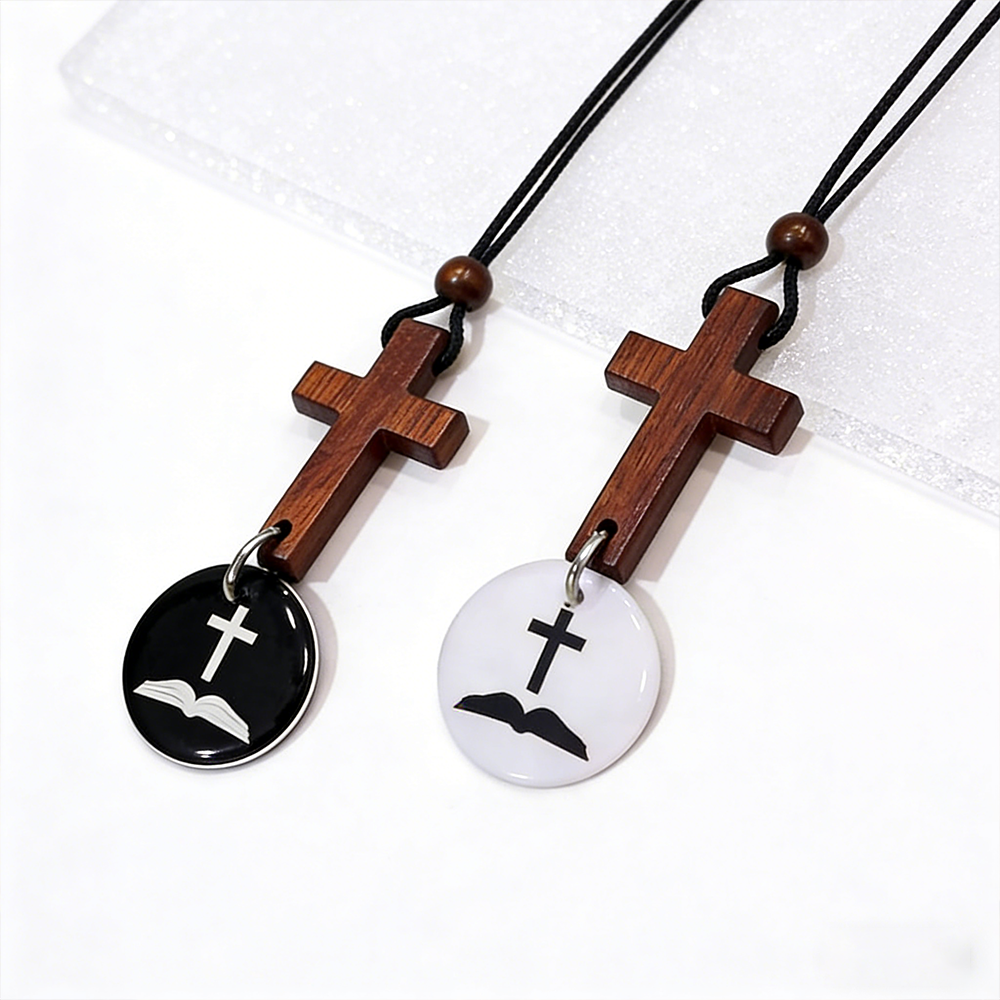 Christian Wooden Cross NFC Car Hanging Pendant with Bible Verses