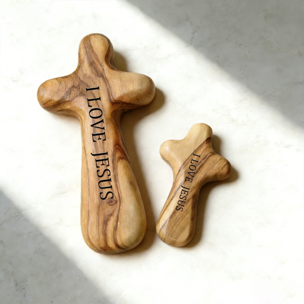 Personalized Handcrafted Olive Wood Christian Comfort Prayer Cross
