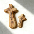 Personalized Handcrafted Olive Wood Christian Comfort Prayer Cross