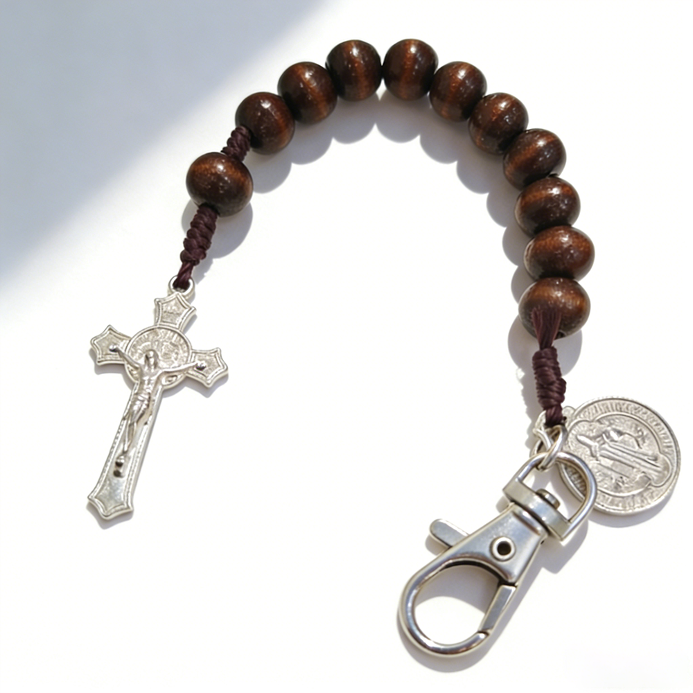 Christian Cross Rosary Keychain for Prayer and Blessing