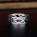 Jesus Fish Christian Sterling Silver Band Ring