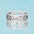 Jesus Fish Christian Sterling Silver Band Ring