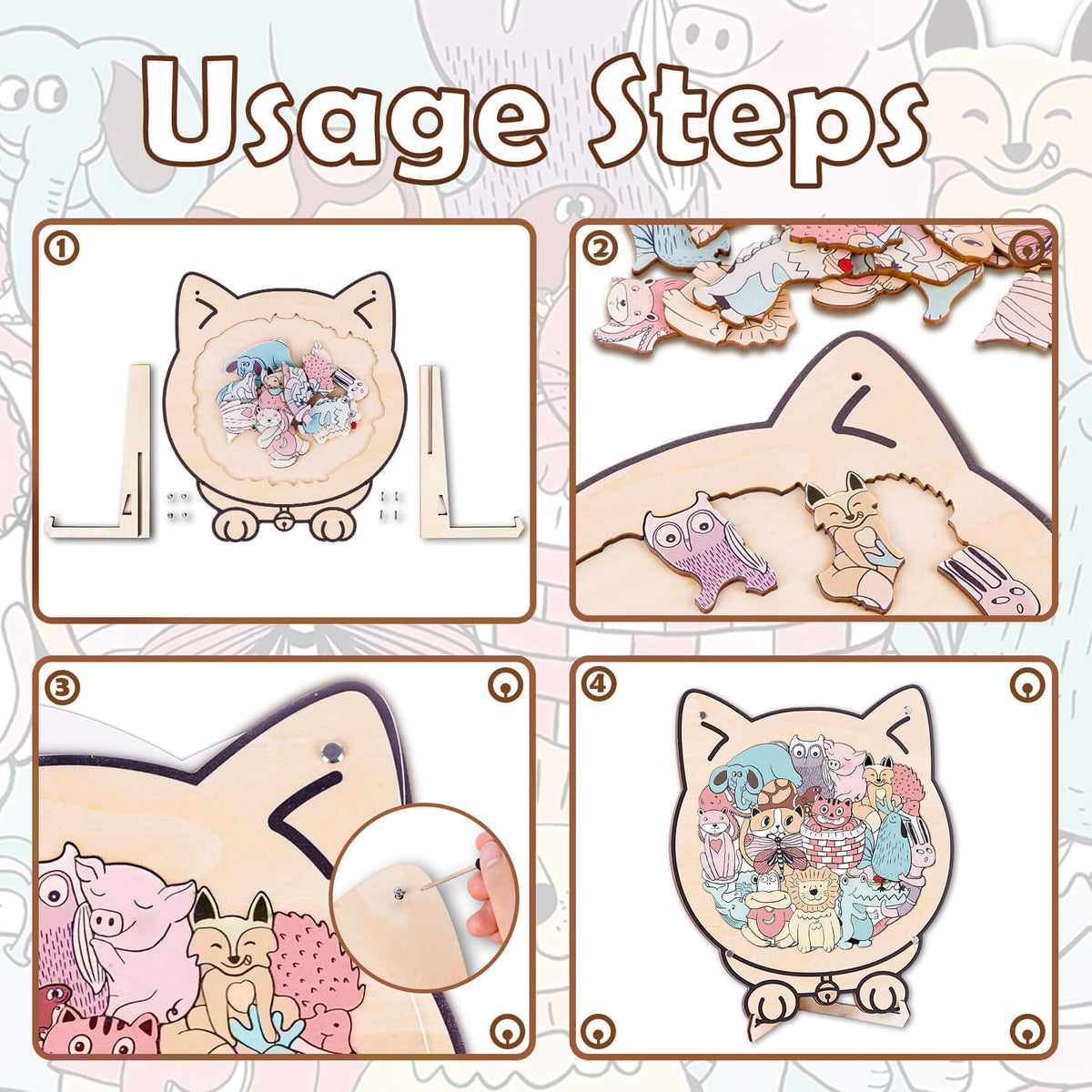 Cute Animal Shaped Wooden Puzzle for Baby