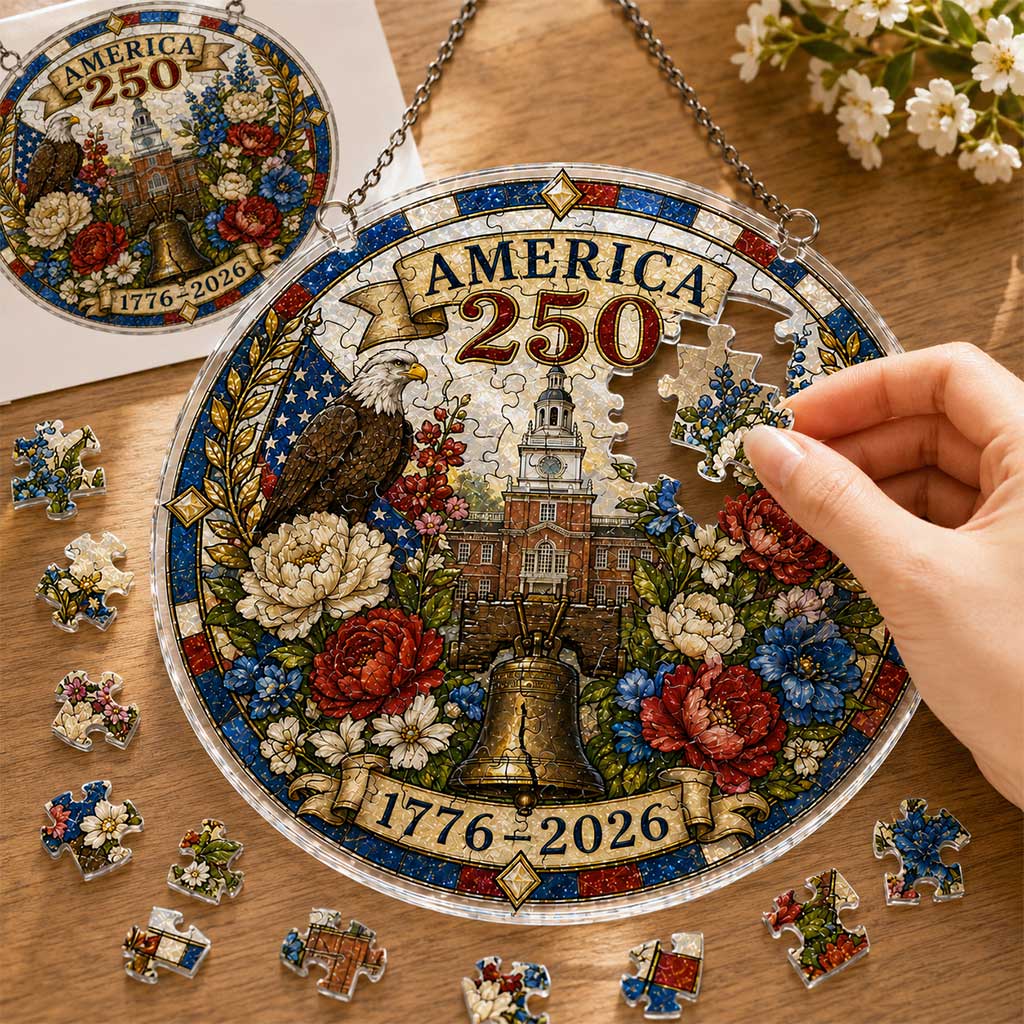 America 250 Acrylic Puzzle Hanging Ornament â€?1776â€?026 Patriotic Suncatcher Decor