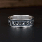 Jesus is King Christian Sterling Silver Band Ring