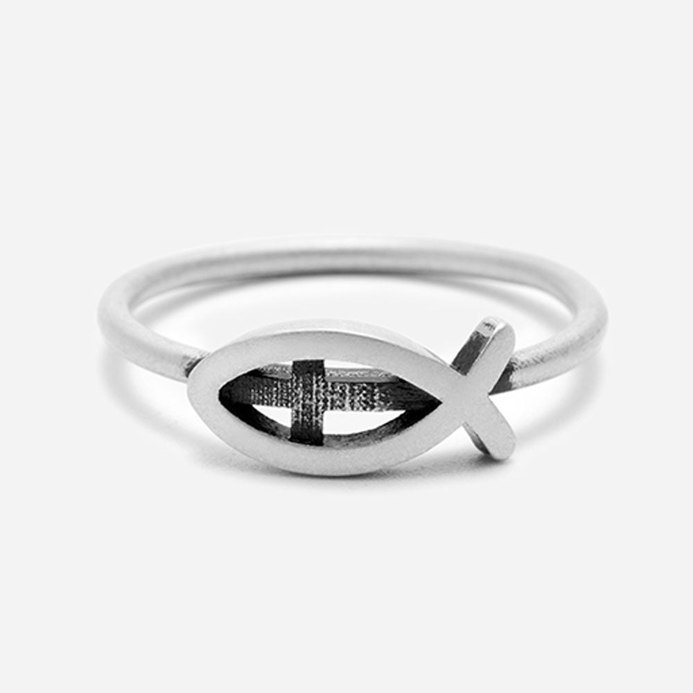 Jesus Fish Christian 925 Sterling Silver Ring