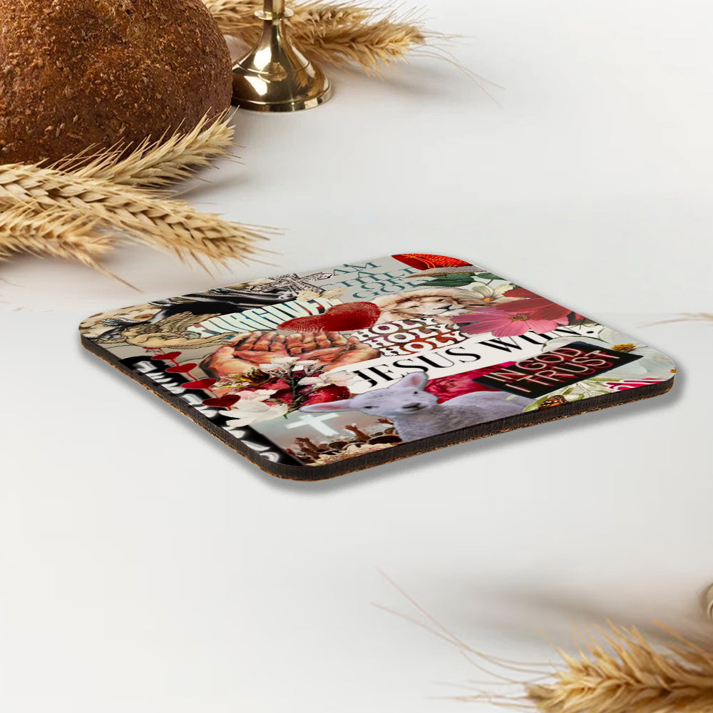I Trust In God Christian Wooden Printed Coasters