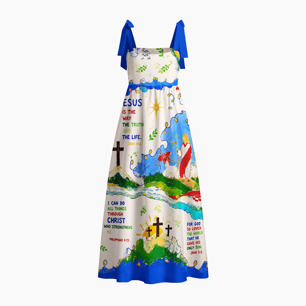 The Way The Truth And The Life Chrisitan Tie Shoulder Maxi Dress