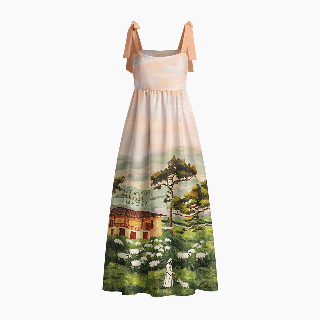 He Left The 99 To Find 1 Chrisitan Tie Shoulder Maxi Dress