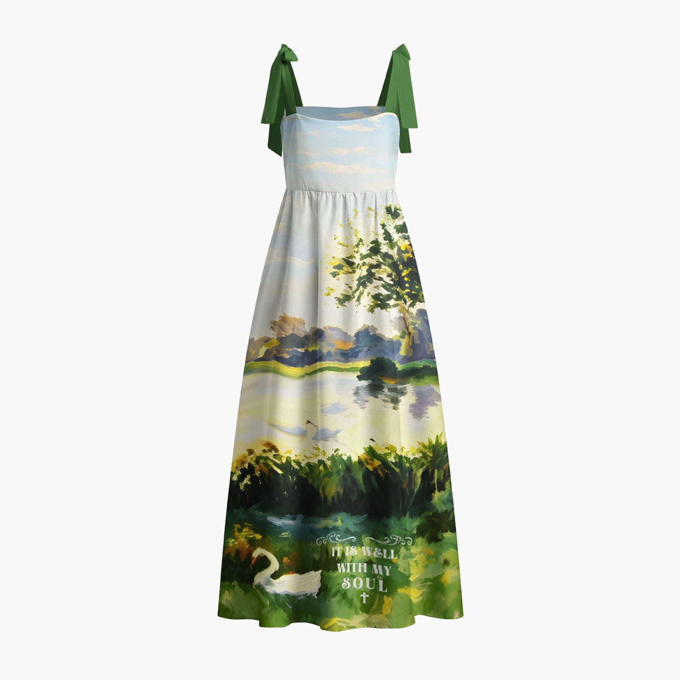 It Is Well With My Soul Chrisitan Tie Shoulder Maxi Dress