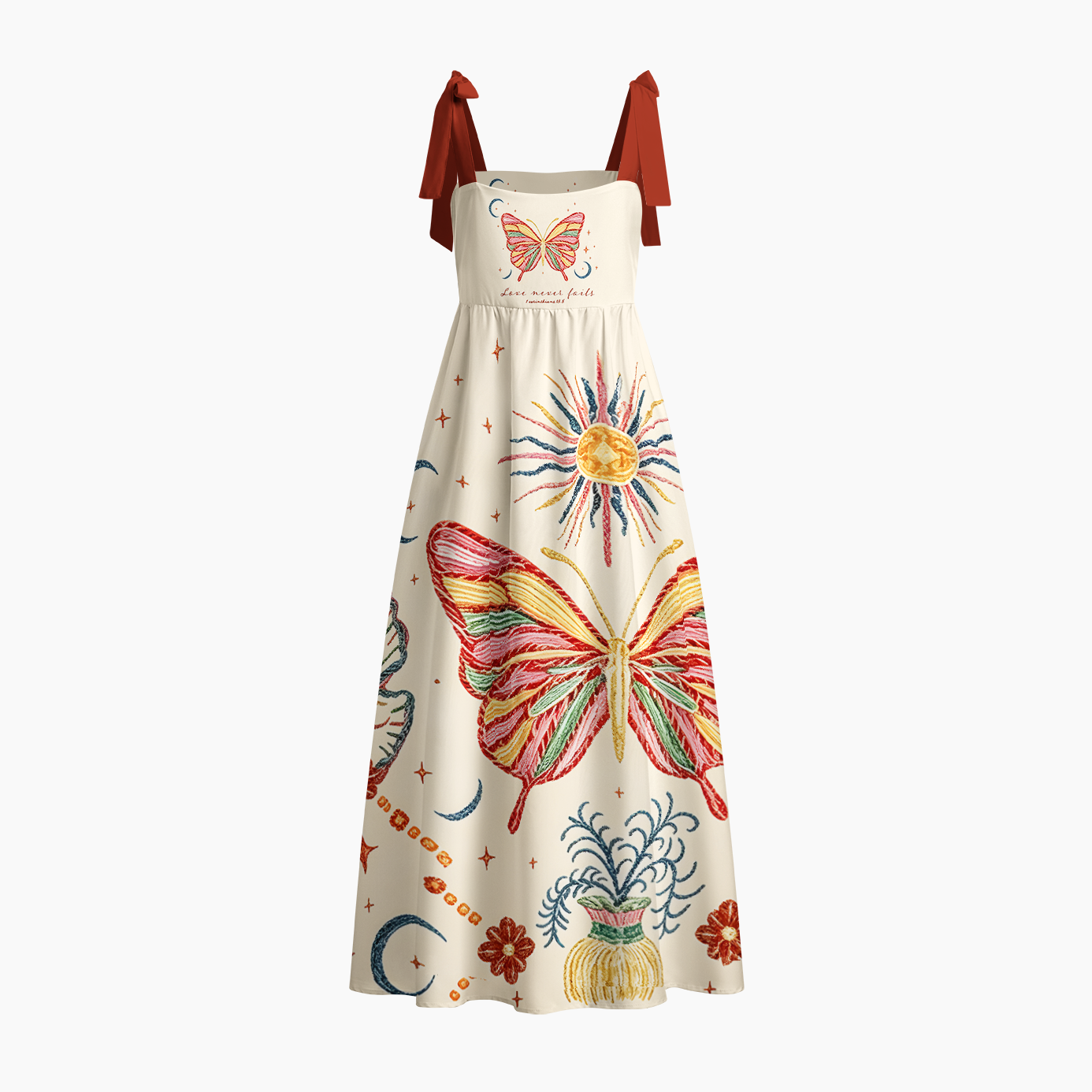Love Never Fails Christian Tie Shoulder Maxi Dress