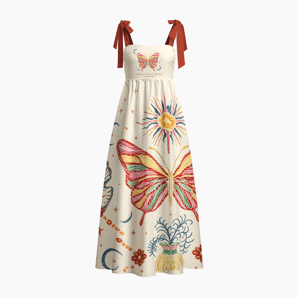 Love Never Fails Christian Tie Shoulder Maxi Dress