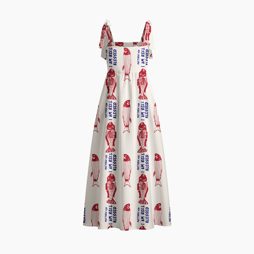 I Am Reel Blessed Chrisitan Tie Shoulder Maxi Dress