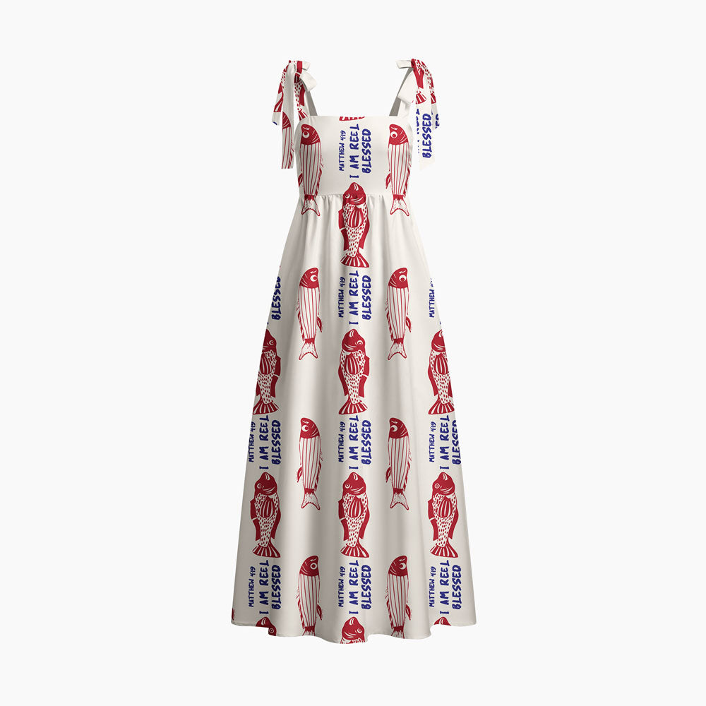 I Am Reel Blessed Chrisitan Tie Shoulder Maxi Dress