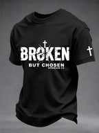 Men's Christian Cross Broken But Chosen Print Tee
