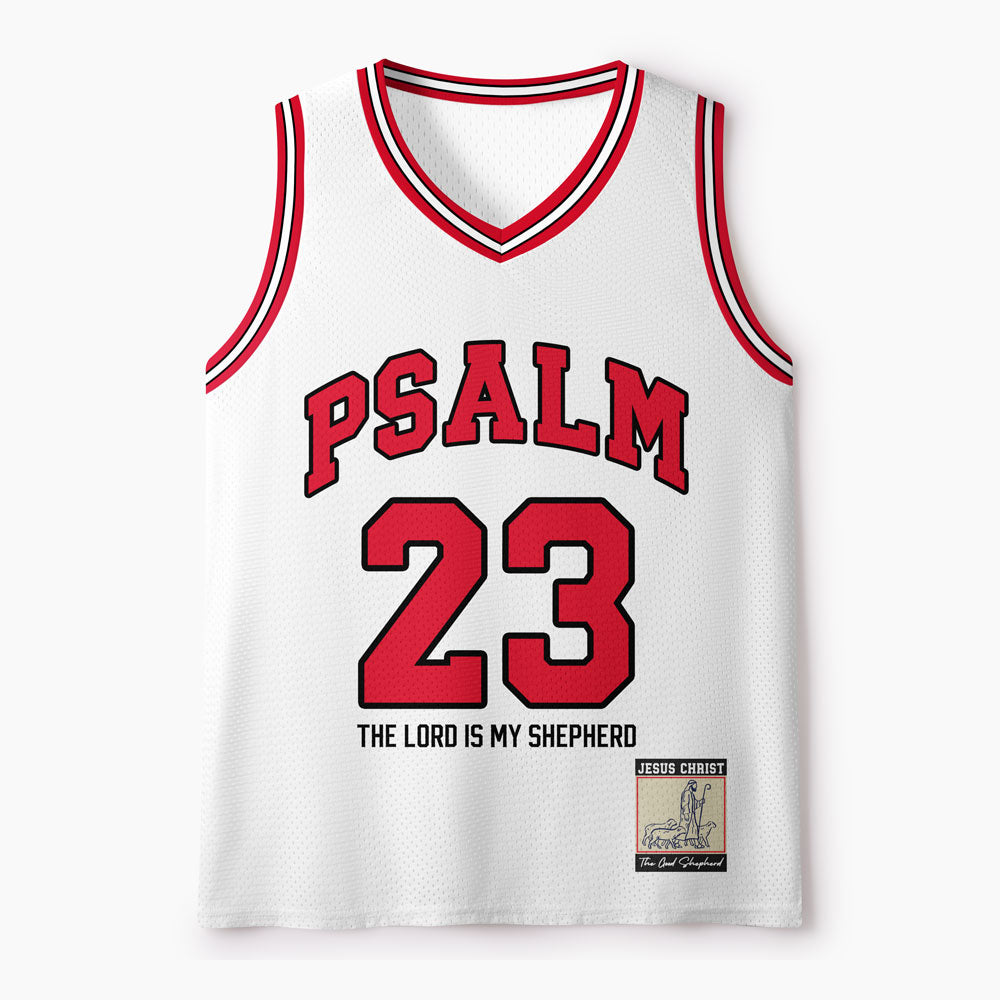 Psalm 23 White Christian Mesh Jersey Tank Top