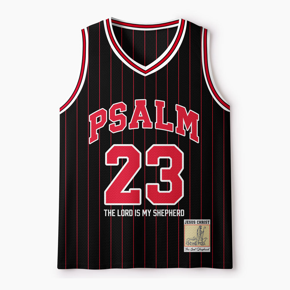 Psalm 23 Black Stripes Christian Mesh Jersey Tank Top