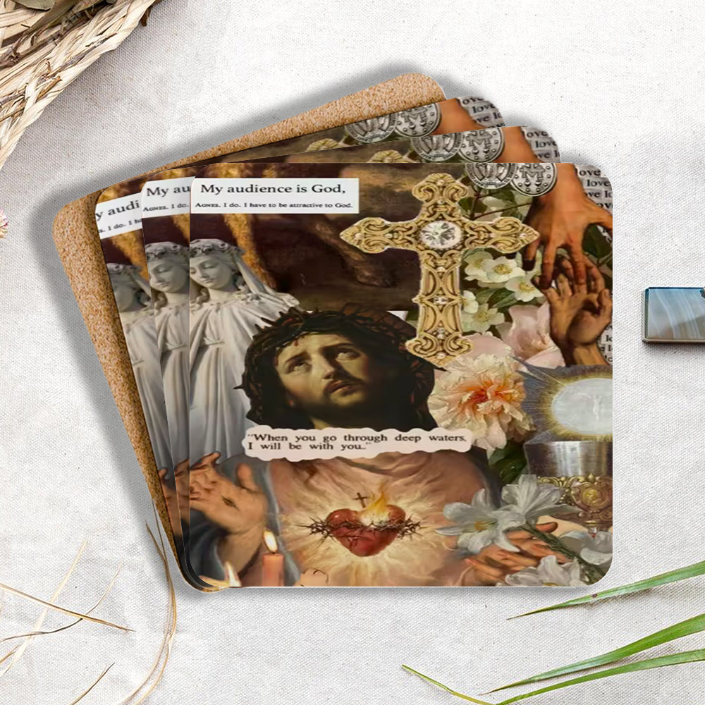 My Audience Is God Christian Wooden Printed Coasters