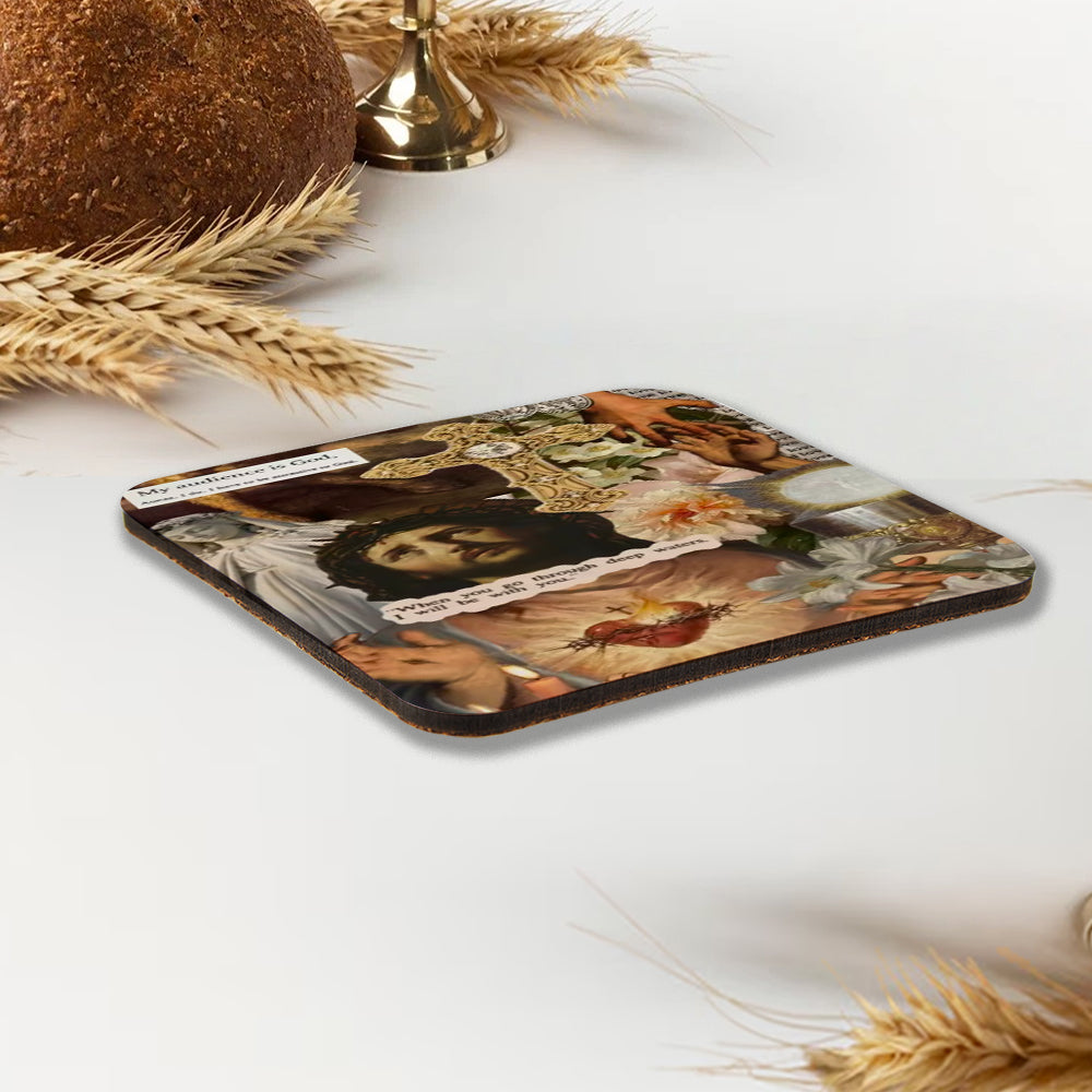 My Audience Is God Christian Wooden Printed Coasters