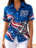 Women's American Founding 250th Anniversary Art Print Short-Sleeved Shirt