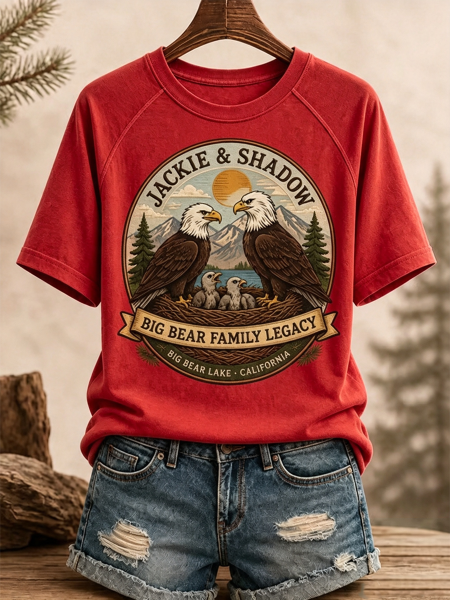 Women's Family Legacy Big Bear Lake California Wildlife Print T-shirt
