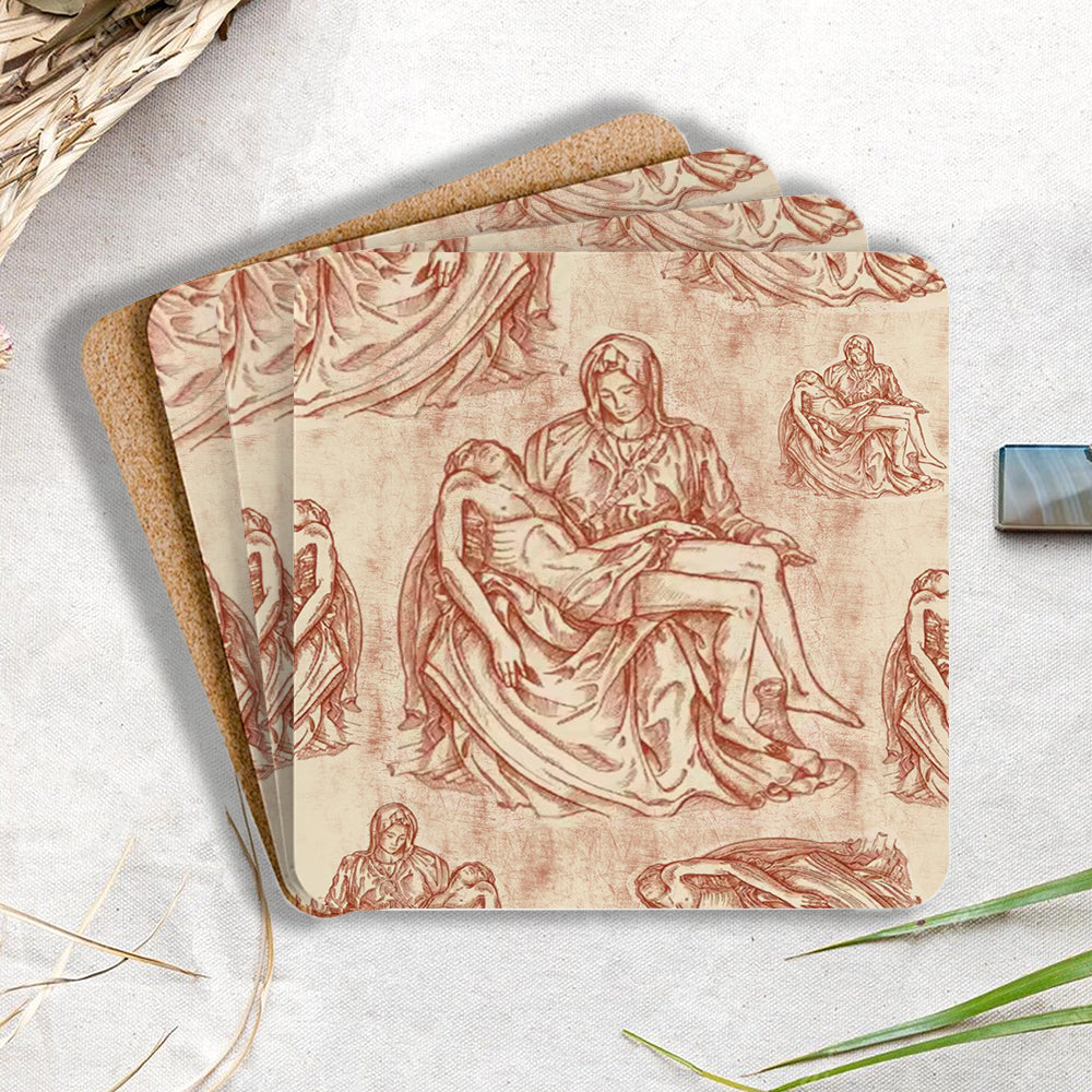 Michelangelo Art Christian Wooden Printed Coasters