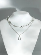 Star & Faux Pearl Decor Pendant Necklace Set for Parties