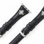 14k Gold / Platinum Plated Floral Accent Leather Watch Band