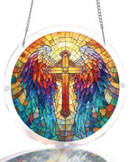Rainbow Angel Cross Light Suncatcher-Acrylic Window Art