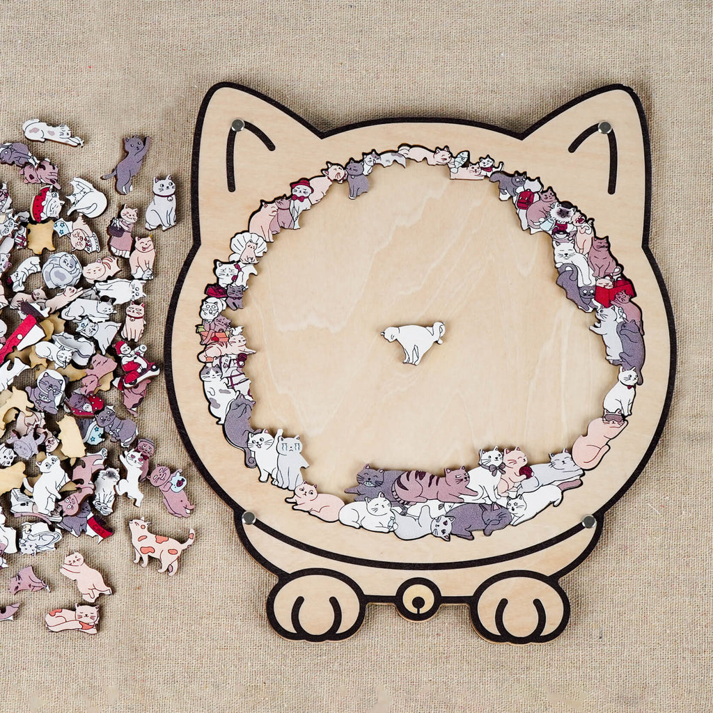 Morandi-Colored Cat/Dog Shaped Wooden Jigsaw Puzzle