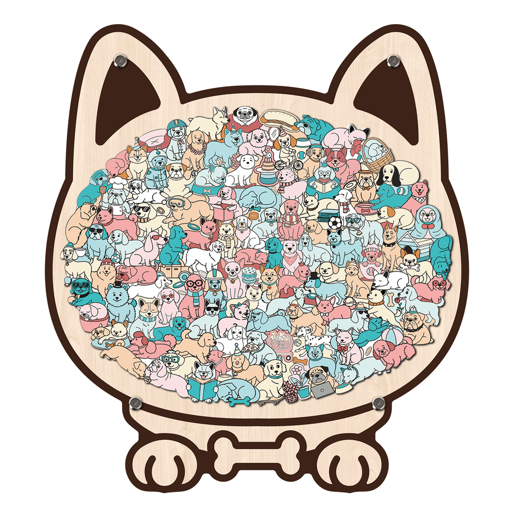 Morandi-Colored Cat/Dog Shaped Wooden Jigsaw Puzzle