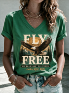 Women'S Fly Free Jackie Print V-Neck Tee