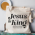 Jesus Is King Christian Canvas Tote Bag