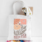 Rooted In Him Christian Canvas Tote Bag