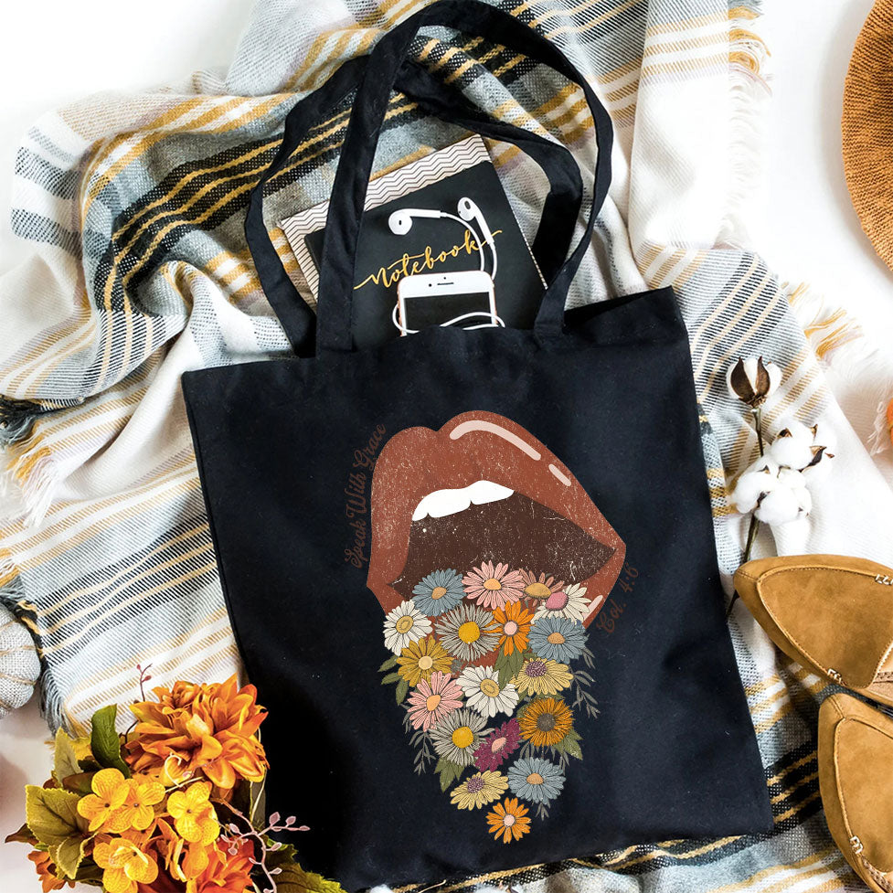 Speak With Grace Christian Canvas Tote Bag