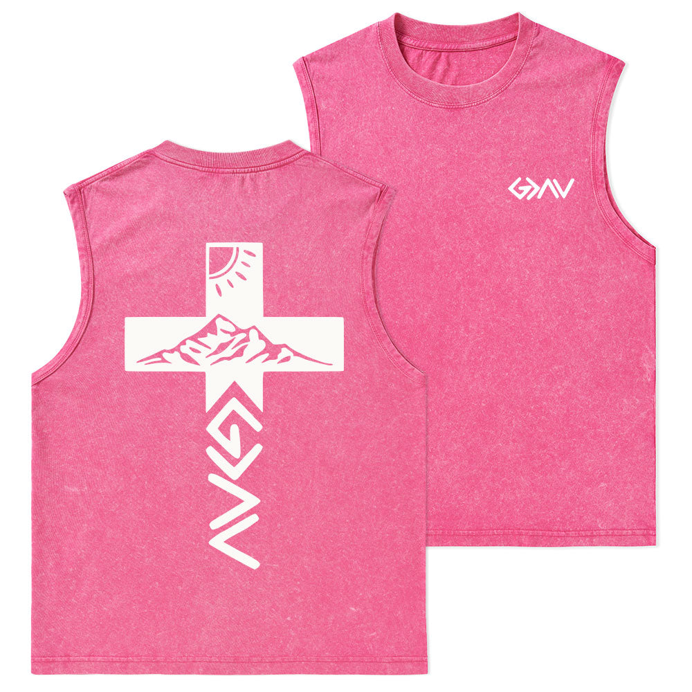 God Is Greater Than The Highs And Lows Christian Washed sleeveless Tee