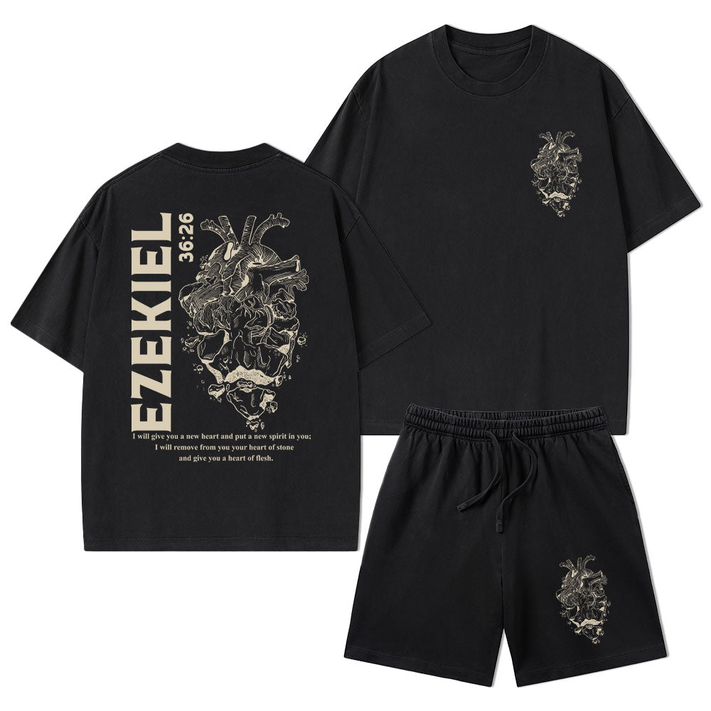 I Will Give You A New Heart And Put A New Christian Washed T-Shirt & Shorts