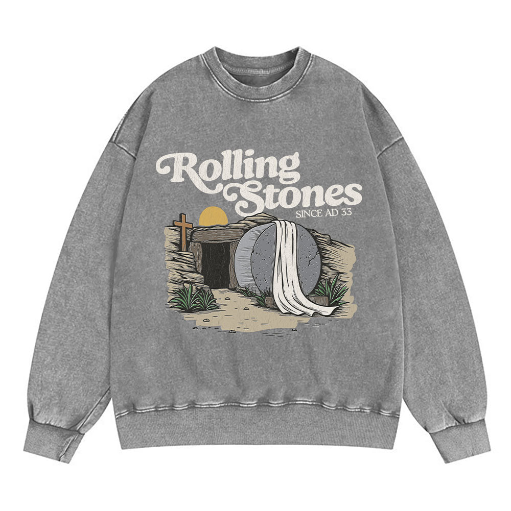 The Stone Was Rolled Away Christian Washed Sweatshirt