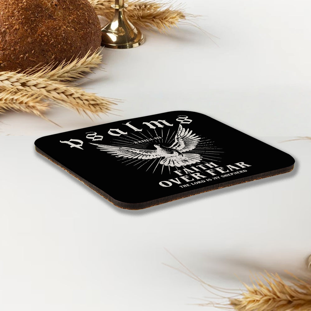 Faith Over Fear Christian Wooden Printed Coasters