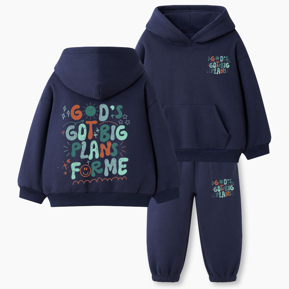 God's Got Big Plans For Me Christian Kid Fleece Hoodie Set