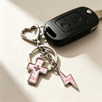 Cross & Lightning Shape Christian Keychain