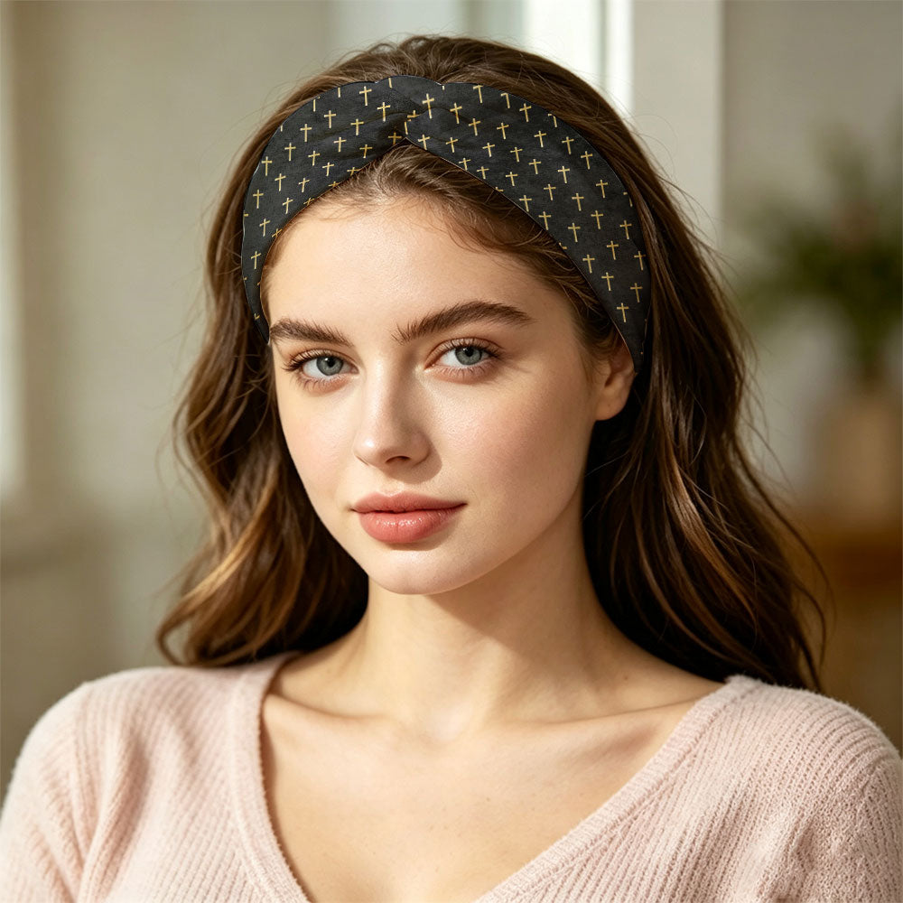Simple Cross Christian Seamless Wide Headband