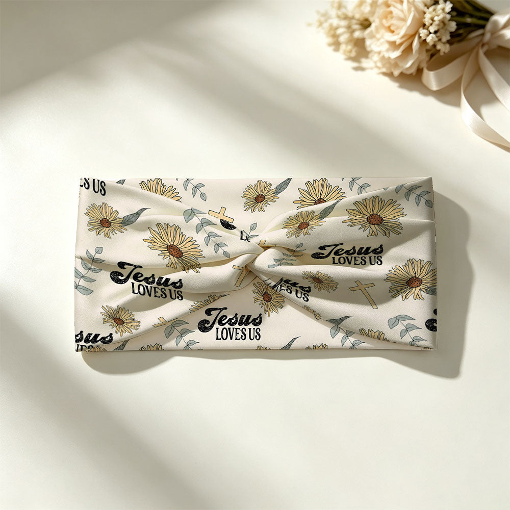 Jesus Loves Us Christian Seamless Wide Headband