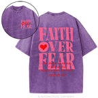 Faith Over Fear Christian Washed T-Shirt